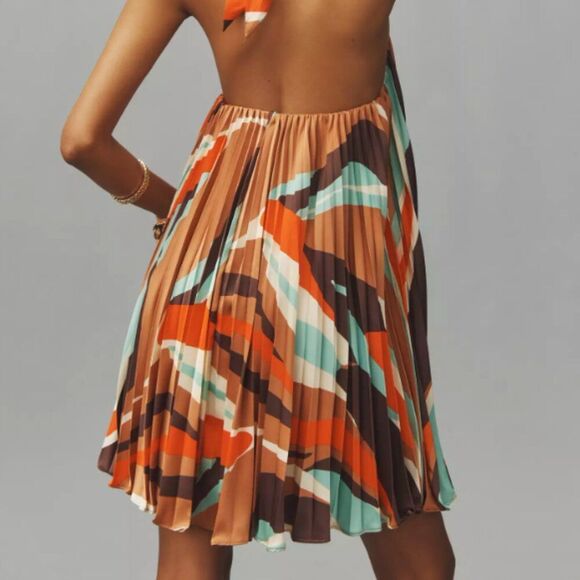 Anthropologie x HUTCH Halter Pleated Swing Mini Dress. L NWT - Picture 6 of 12